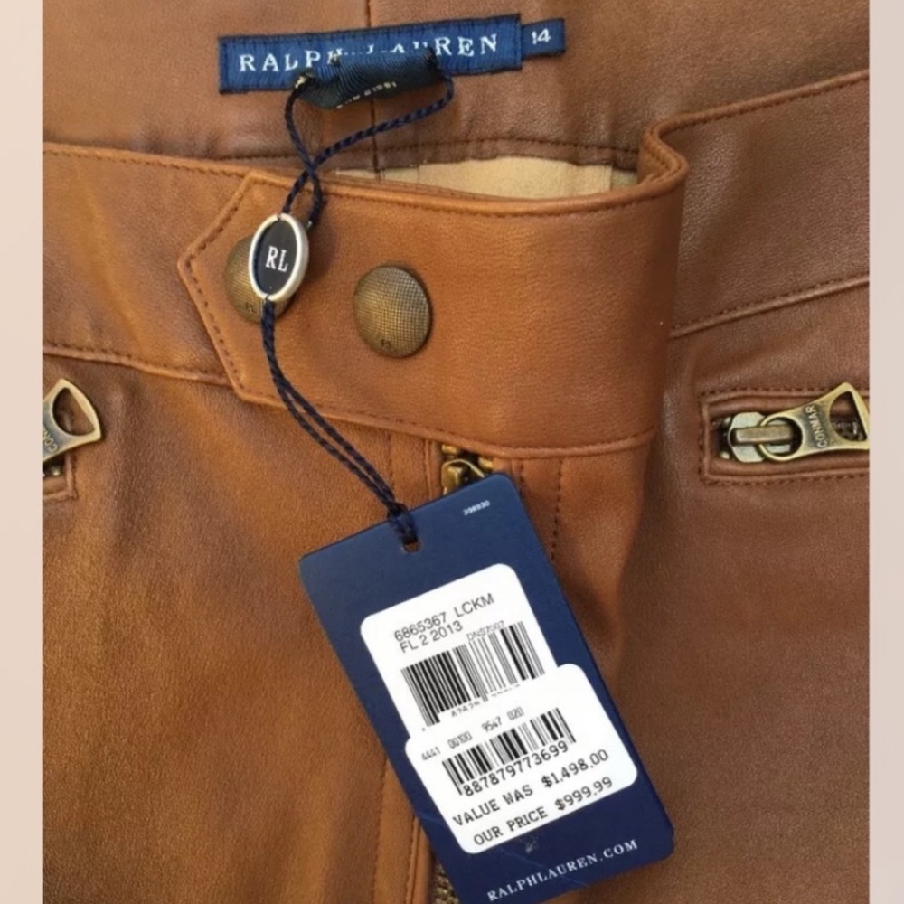 RALPH LAUREN Leather Western Pants Plus Sz 14 NEW!